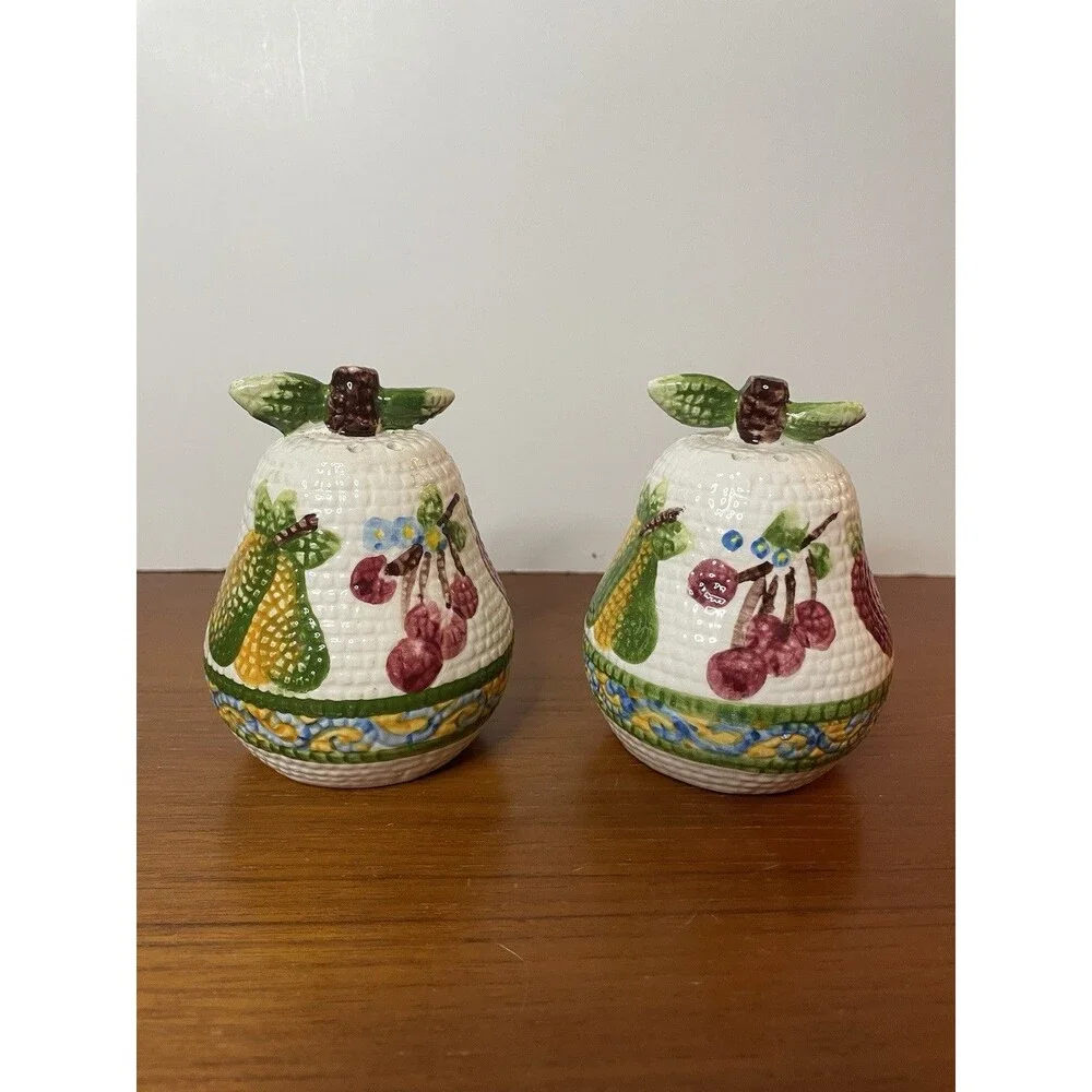 Vintage Pear Shaped Textured Salt and Pepper Shakers Fruit Design Jay Imports